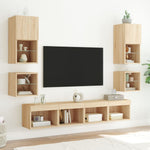 Vegghengt Tv-Benk Med Led 2 Stk Sonoma Eik 30X28,5X30 Cm
