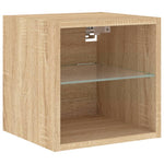 Vegghengt Tv-Benk Med Led 2 Stk Sonoma Eik 30X28,5X30 Cm