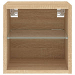 Vegghengt Tv-Benk Med Led 2 Stk Sonoma Eik 30X28,5X30 Cm