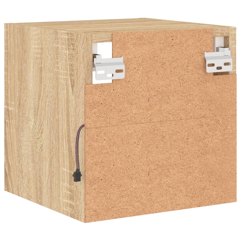 Vegghengt Tv-Benk Med Led 2 Stk Sonoma Eik 30X28,5X30 Cm