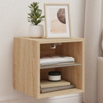 Vegghengt Tv-Benk Med Led 2 Stk Sonoma Eik 30X28,5X30 Cm
