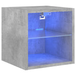 Vegghengt Tv-Benk Med Led-Lys Betonggrå 30X28,5X30 Cm