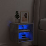Vegghengt Tv-Benk Med Led-Lys Betonggrå 30X28,5X30 Cm