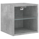 Vegghengt Tv-Benk Med Led-Lys Betonggrå 30X28,5X30 Cm