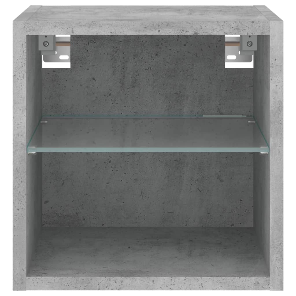 Vegghengt Tv-Benk Med Led-Lys Betonggrå 30X28,5X30 Cm