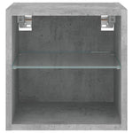 Vegghengt Tv-Benk Med Led-Lys Betonggrå 30X28,5X30 Cm