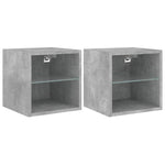 Vegghengte Tv-Benker Med Led 2 Stk Betonggrå 30X28,5X30 Cm