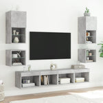 Vegghengte Tv-Benker Med Led 2 Stk Betonggrå 30X28,5X30 Cm
