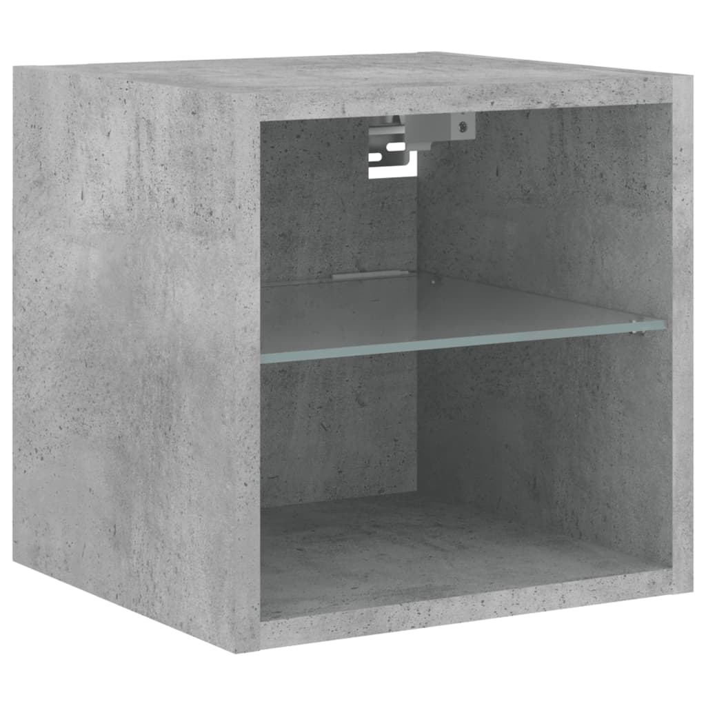 Vegghengte Tv-Benker Med Led 2 Stk Betonggrå 30X28,5X30 Cm