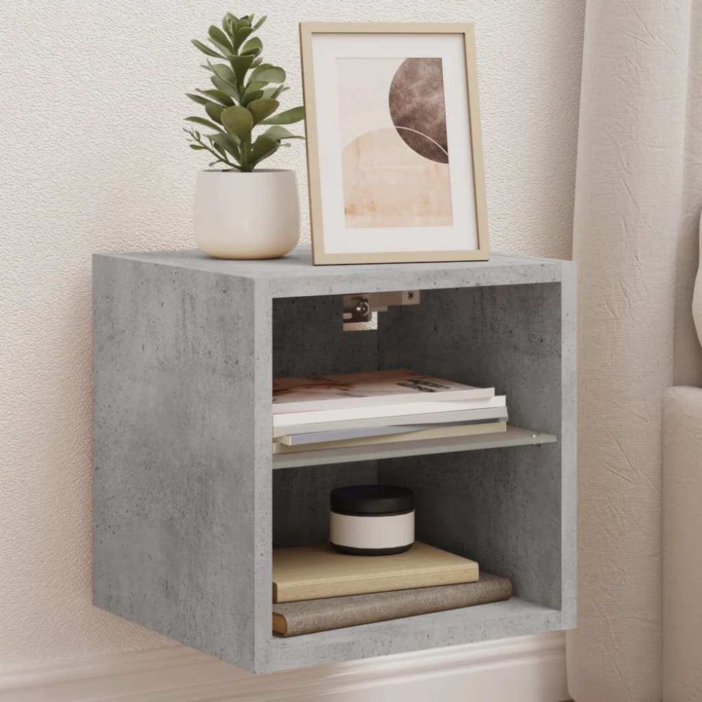Vegghengte Tv-Benker Med Led 2 Stk Betonggrå 30X28,5X30 Cm