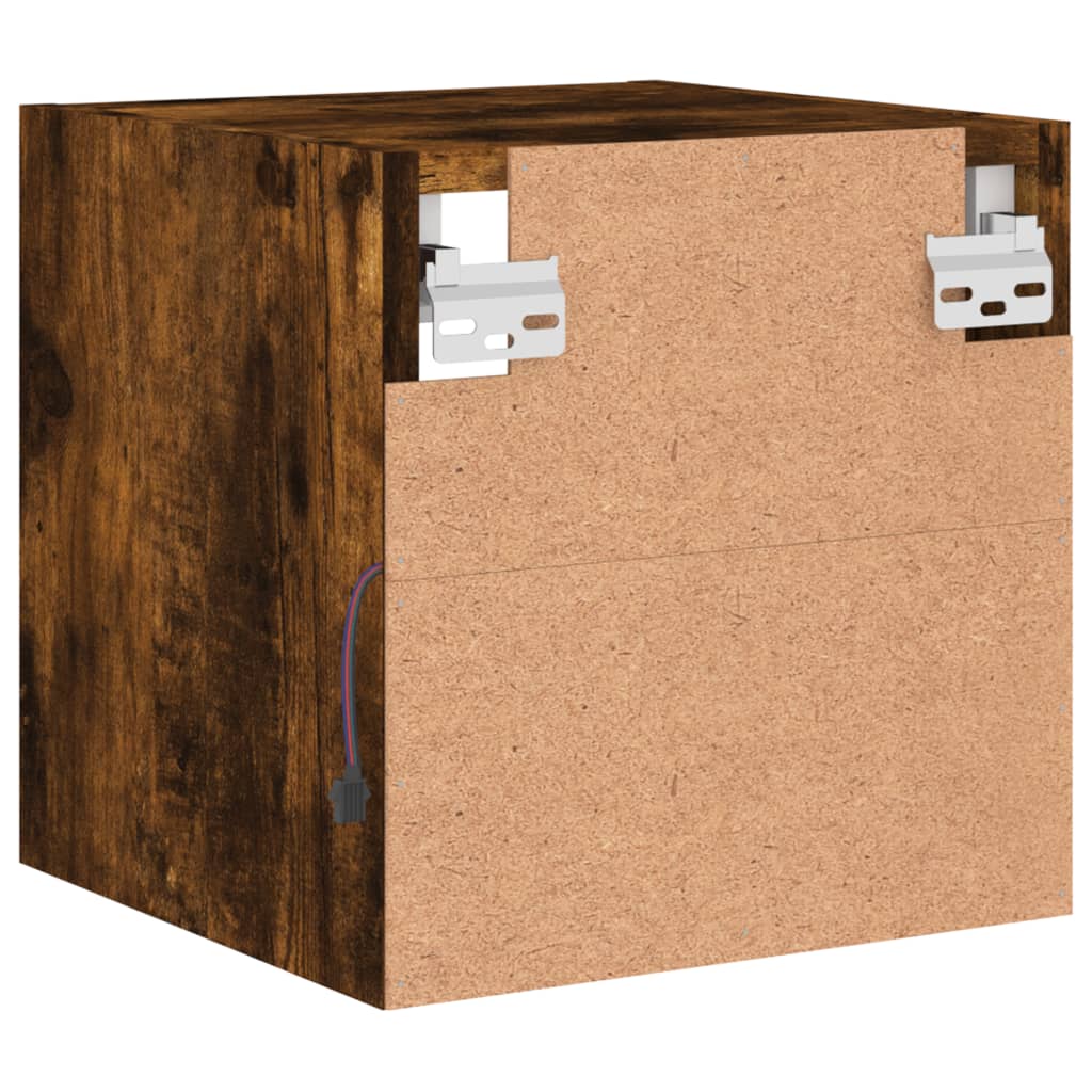 Vegghengt Tv-Benk Med Led Røkt Eik 30X28,5X30 Cm