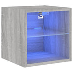 Vegghengt Tv-Benk Med Led Grå Sonoma 30X28,5X30 Cm