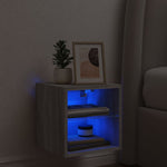 Vegghengt Tv-Benk Med Led Grå Sonoma 30X28,5X30 Cm