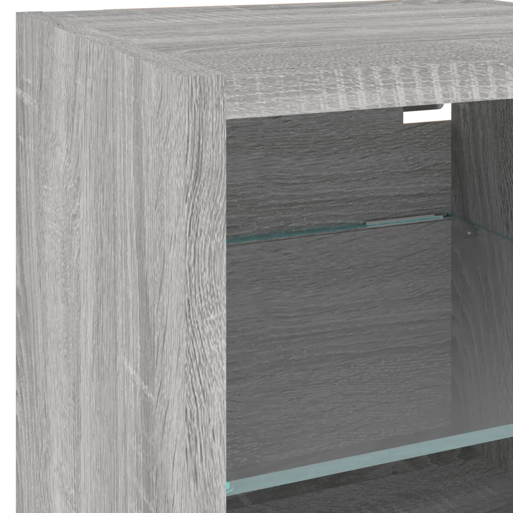 Vegghengt Tv-Benk Med Led Grå Sonoma 30X28,5X30 Cm