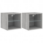 Vegghengte Tv-Benker Med Led 2 Stk Grå Sonoma 30X28,5X30 Cm