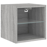 Vegghengte Tv-Benker Med Led 2 Stk Grå Sonoma 30X28,5X30 Cm