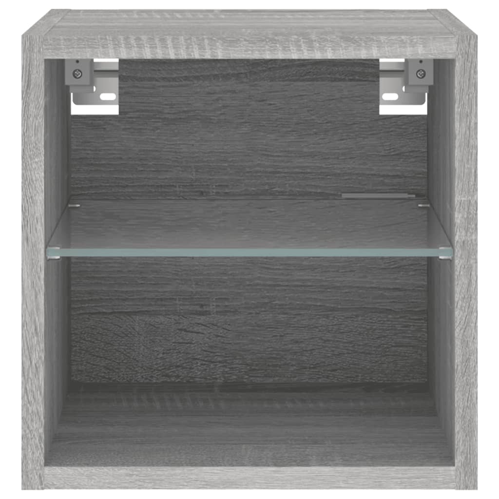 Vegghengte Tv-Benker Med Led 2 Stk Grå Sonoma 30X28,5X30 Cm