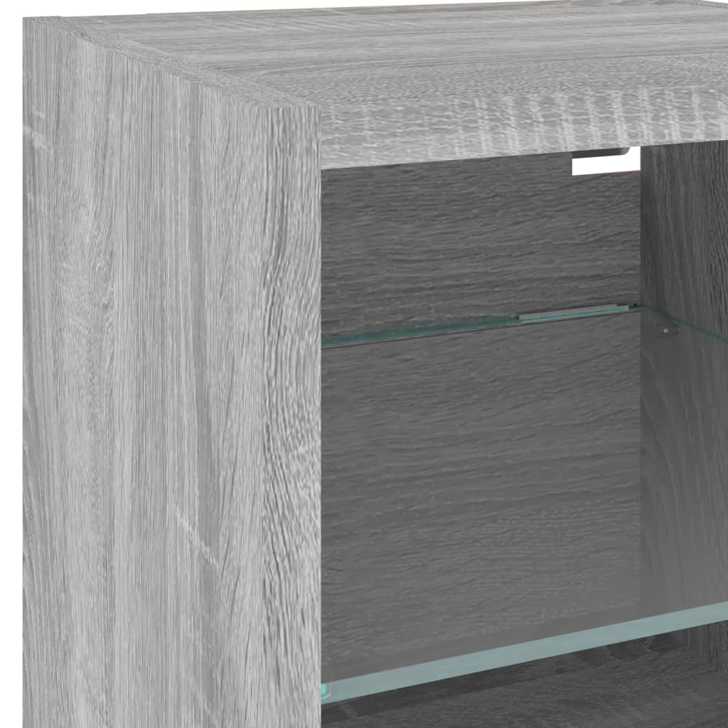 Vegghengte Tv-Benker Med Led 2 Stk Grå Sonoma 30X28,5X30 Cm