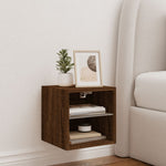 Vegghengt Tv-Benk Med Led Brun Eik 30X28,5X30 Cm