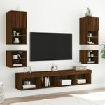 Vegghengt Tv-Benk Med Led Brun Eik 30X28,5X30 Cm