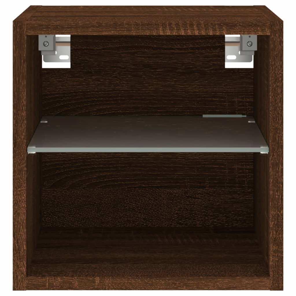 Vegghengt Tv-Benk Med Led Brun Eik 30X28,5X30 Cm