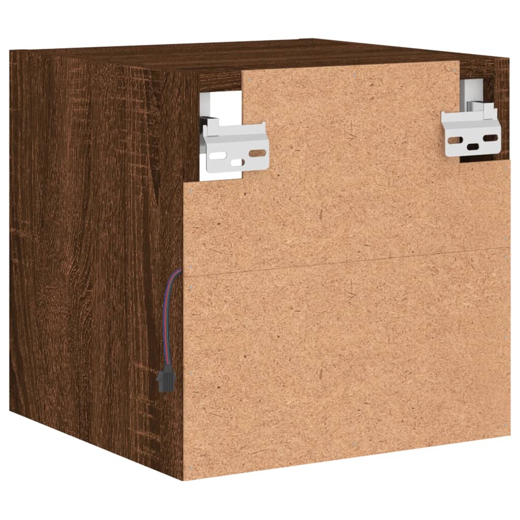 Vegghengt Tv-Benk Med Led Brun Eik 30X28,5X30 Cm