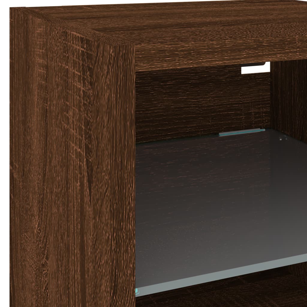 Vegghengt Tv-Benk Med Led Brun Eik 30X28,5X30 Cm