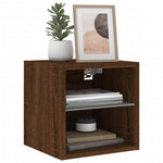 Vegghengt Tv-Benk Med Led 2 Stk Brun Eik 30X28,5X30 Cm