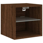 Vegghengt Tv-Benk Med Led 2 Stk Brun Eik 30X28,5X30 Cm