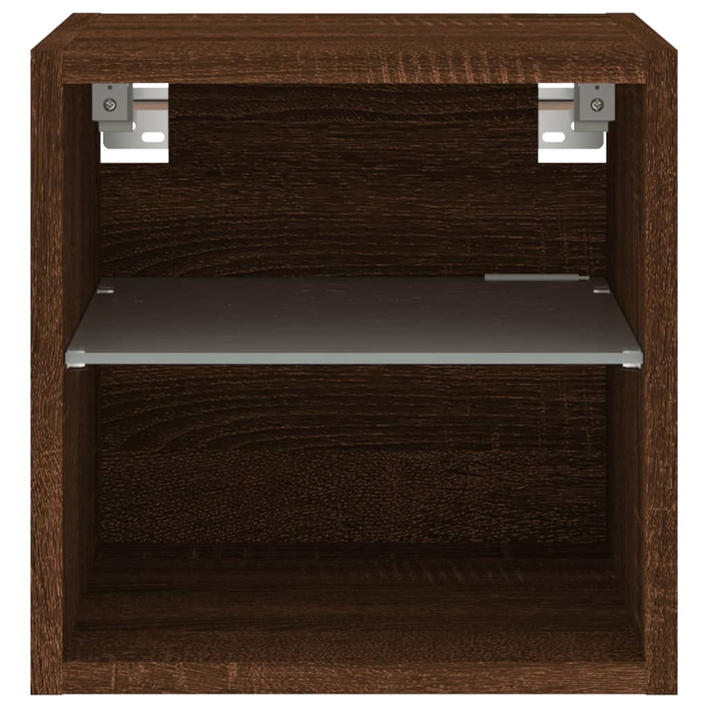 Vegghengt Tv-Benk Med Led 2 Stk Brun Eik 30X28,5X30 Cm