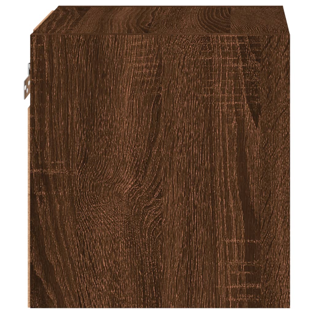 Vegghengt Tv-Benk Med Led 2 Stk Brun Eik 30X28,5X30 Cm
