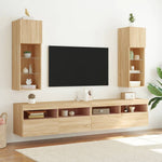 Tv-Benk Med Led-Lys Sonoma Eik 30,5X30X90 Cm