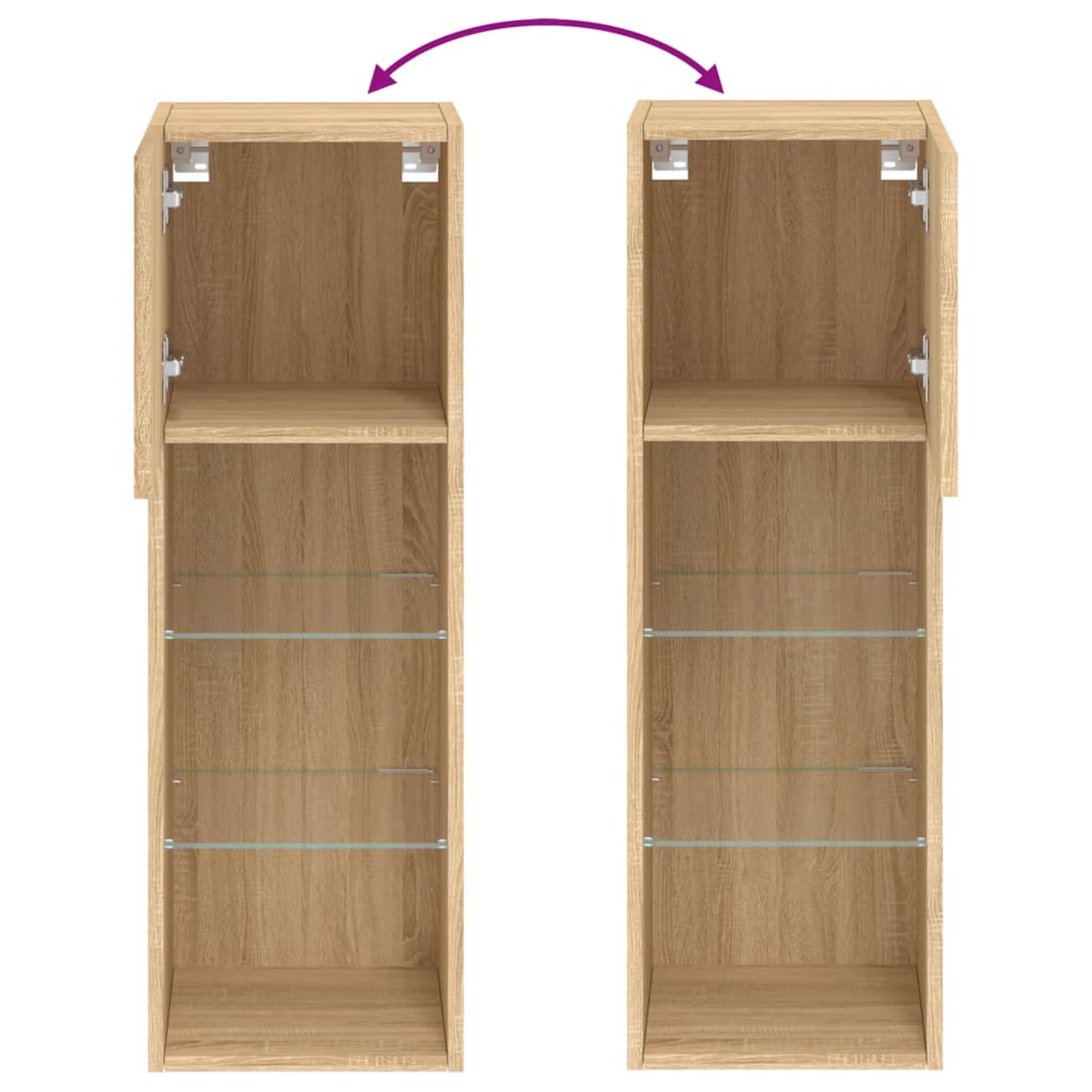 Tv-Benk Med Led-Lys Sonoma Eik 30,5X30X90 Cm