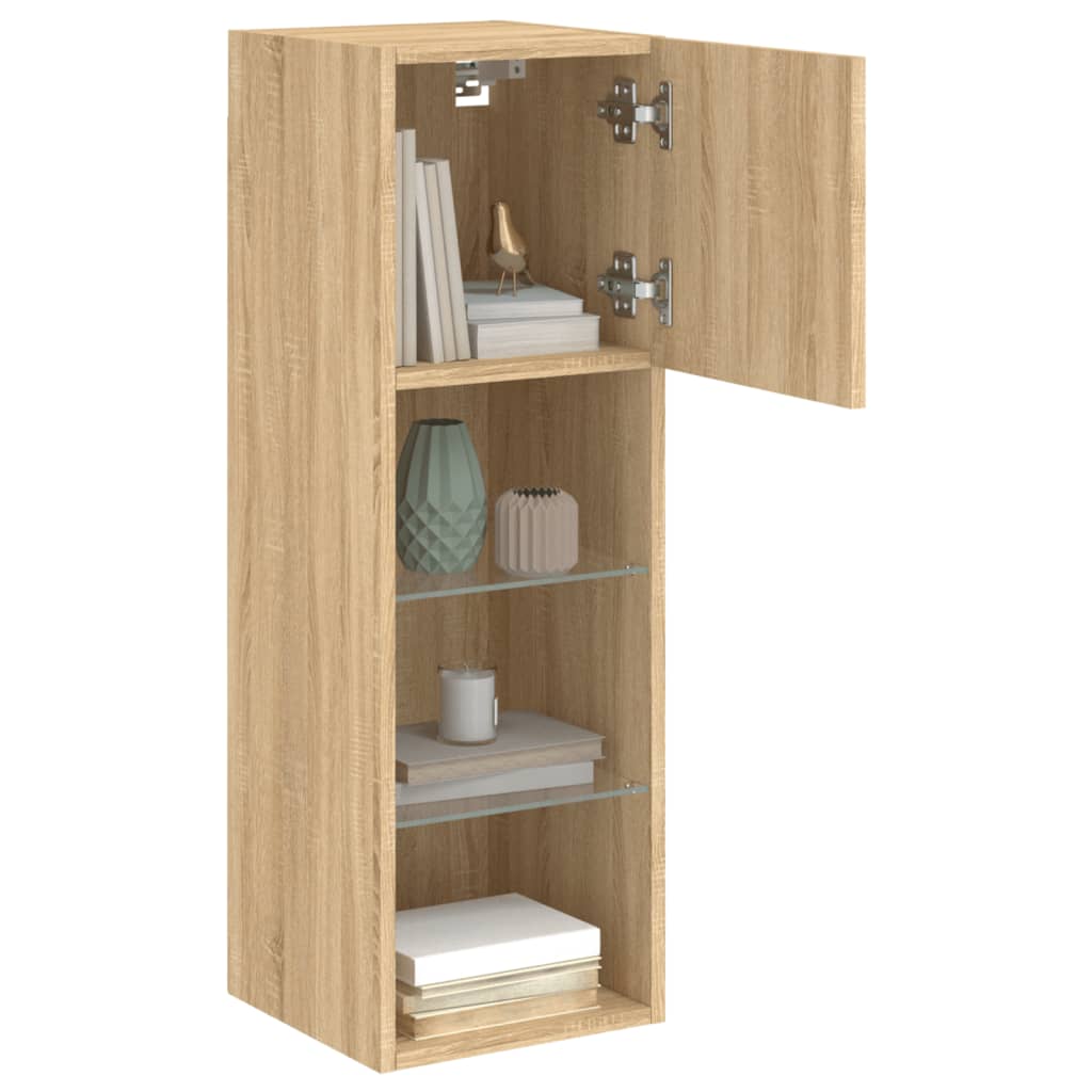 Tv-Benk Med Led-Lys Sonoma Eik 30,5X30X90 Cm