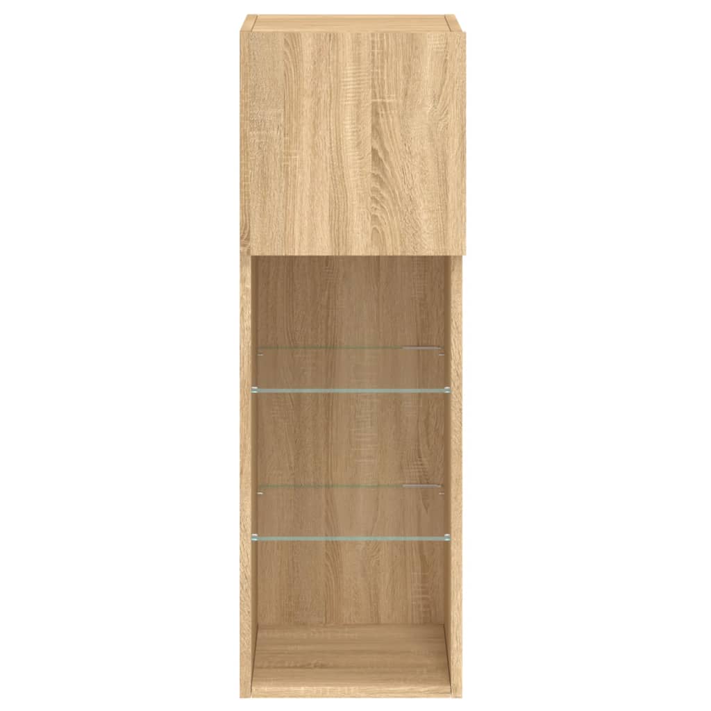 Tv-Benk Med Led-Lys Sonoma Eik 30,5X30X90 Cm