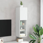 Tv-Benk Med Led-Lys Hvit 30,5X30X102 Cm
