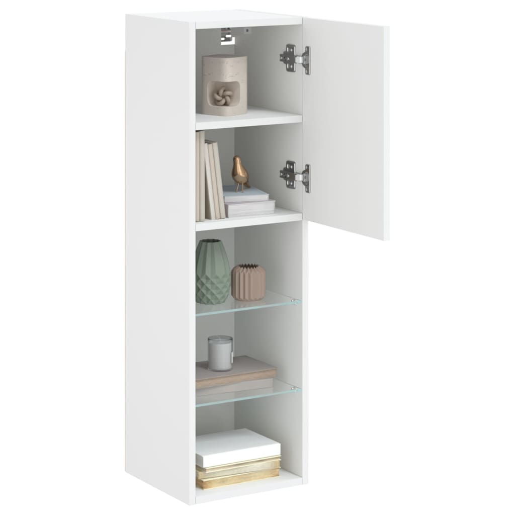 Tv-Benk Med Led-Lys Hvit 30,5X30X102 Cm
