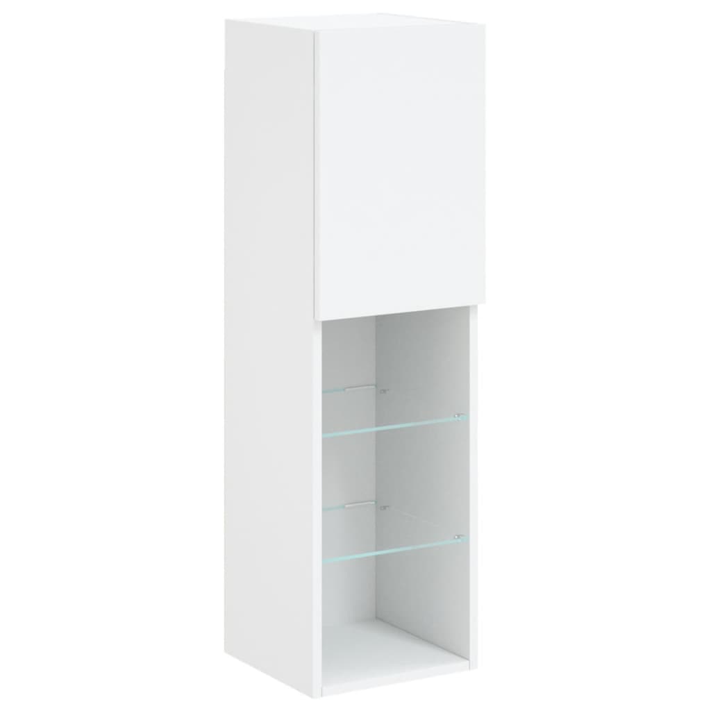 Tv-Benk Med Led-Lys Hvit 30,5X30X102 Cm