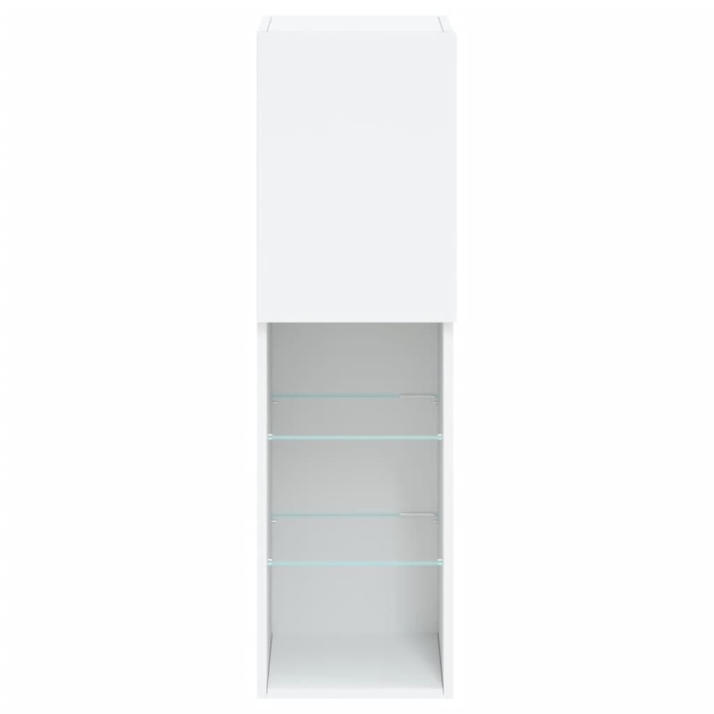 Tv-Benk Med Led-Lys Hvit 30,5X30X102 Cm