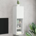 Tv-Benk Med Led-Lys Hvit 30,5X30X102 Cm