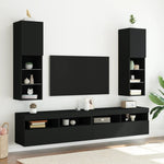 Tv-Benk Med Led-Lys Svart 30,5X30X102 Cm