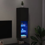 Tv-Benk Med Led-Lys Svart 30,5X30X102 Cm