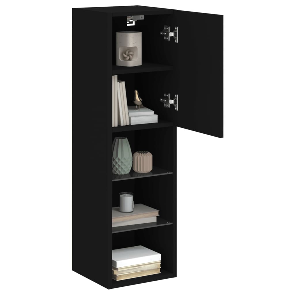 Tv-Benk Med Led-Lys Svart 30,5X30X102 Cm