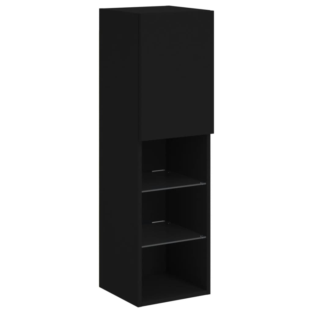 Tv-Benk Med Led-Lys Svart 30,5X30X102 Cm