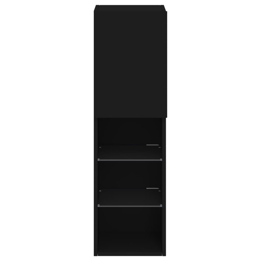 Tv-Benk Med Led-Lys Svart 30,5X30X102 Cm