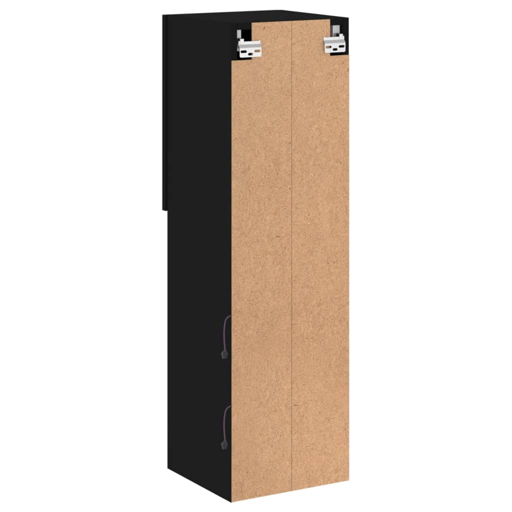 Tv-Benk Med Led-Lys Svart 30,5X30X102 Cm