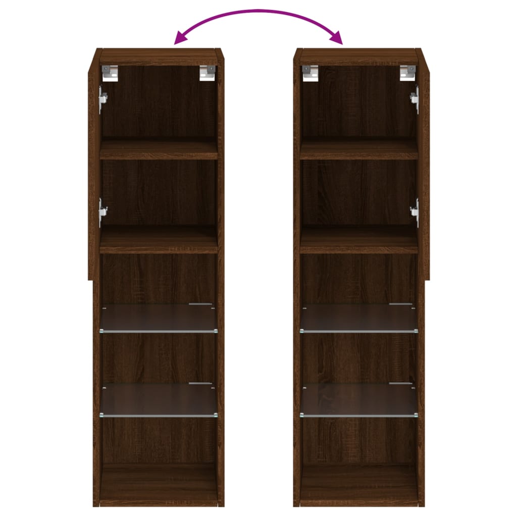 Tv-Benk Med Led-Lys Brun Eik 30,5X30X102 Cm