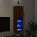 Tv-Benk Med Led-Lys Brun Eik 30,5X30X102 Cm