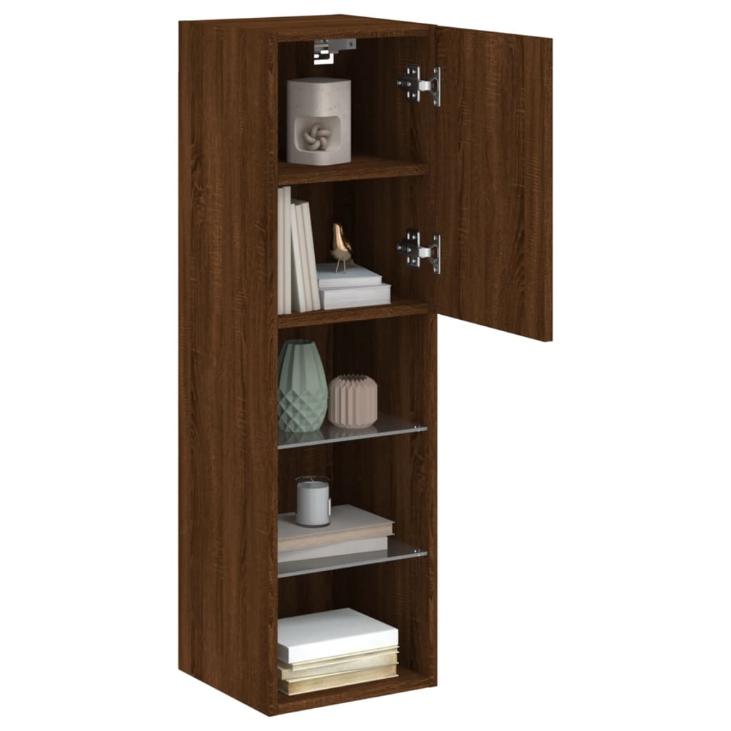 Tv-Benk Med Led-Lys Brun Eik 30,5X30X102 Cm