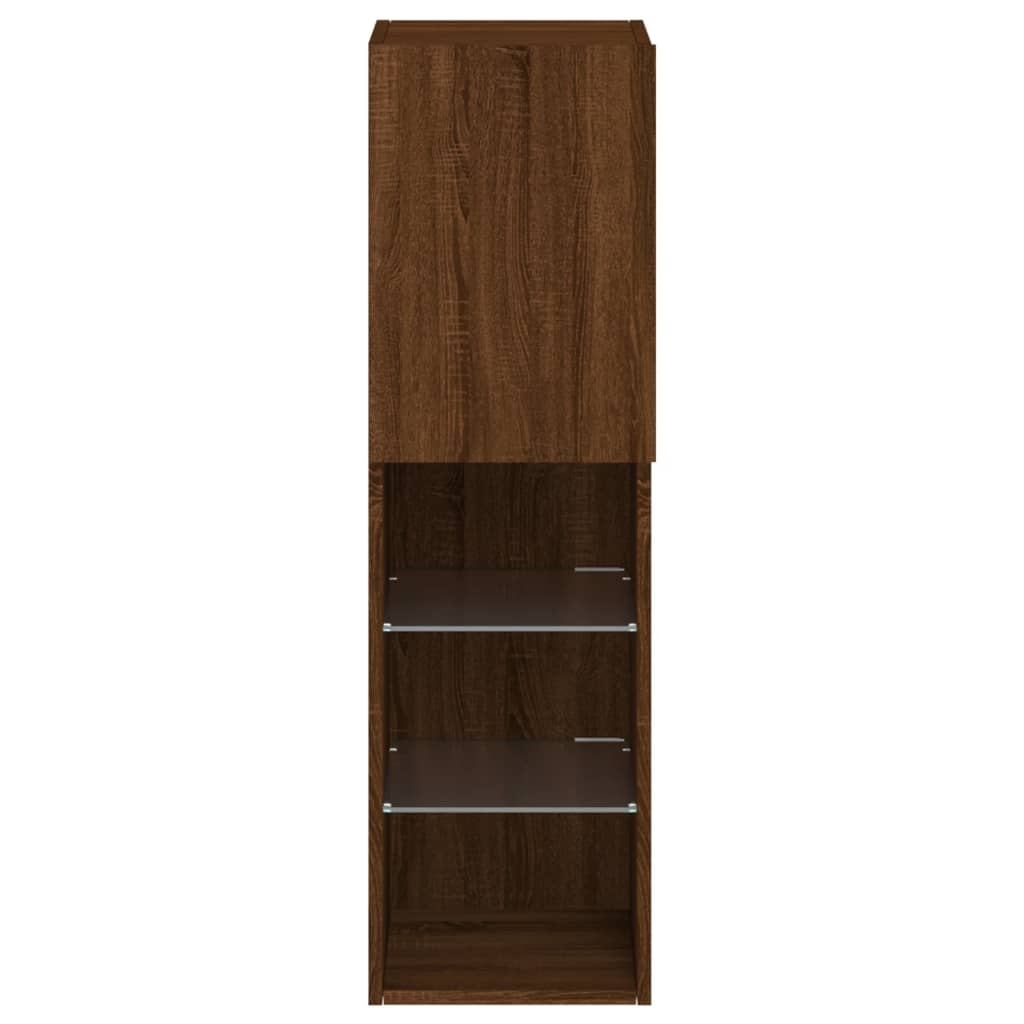 Tv-Benk Med Led-Lys Brun Eik 30,5X30X102 Cm